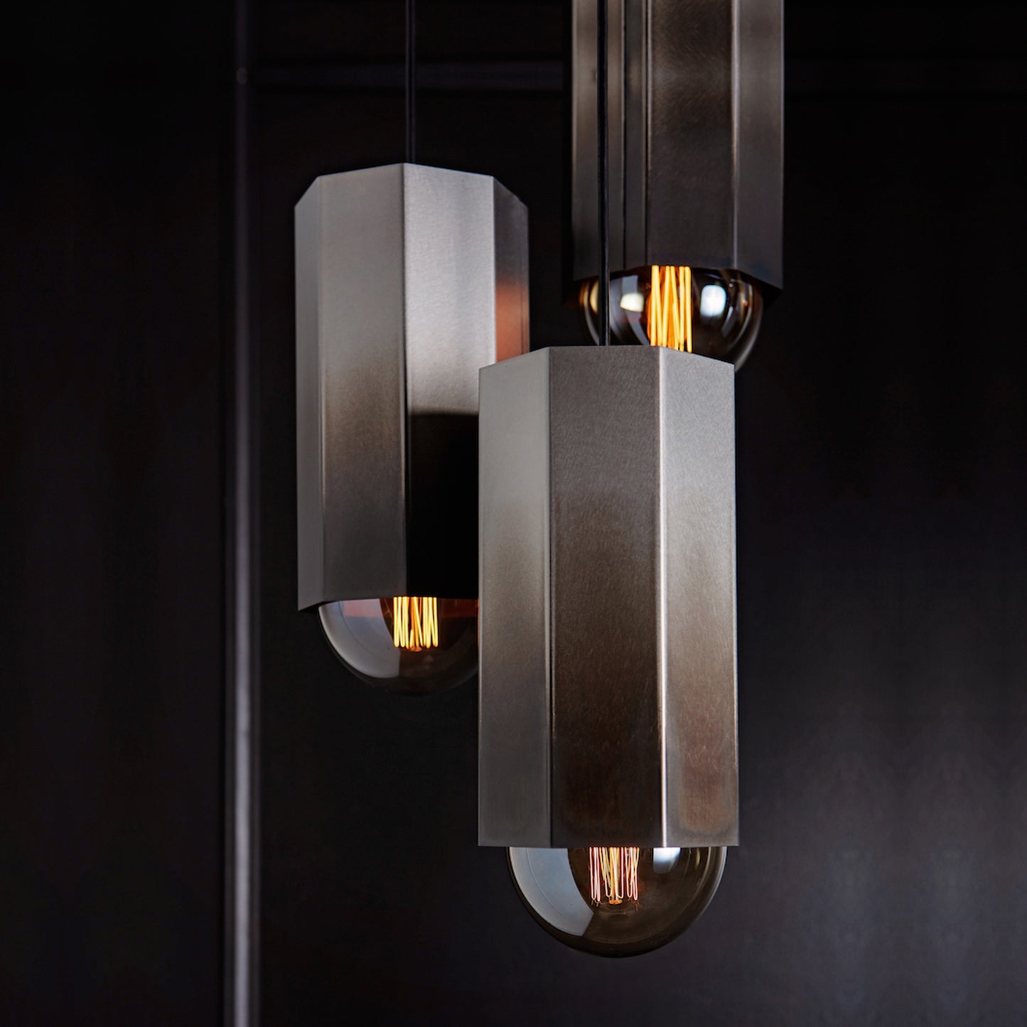 Black 3 Piece Hex Chandelier