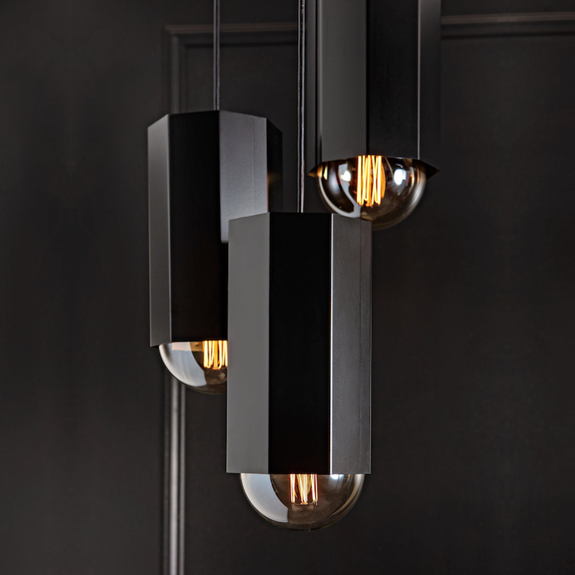 Black 3 Piece Hex Chandelier