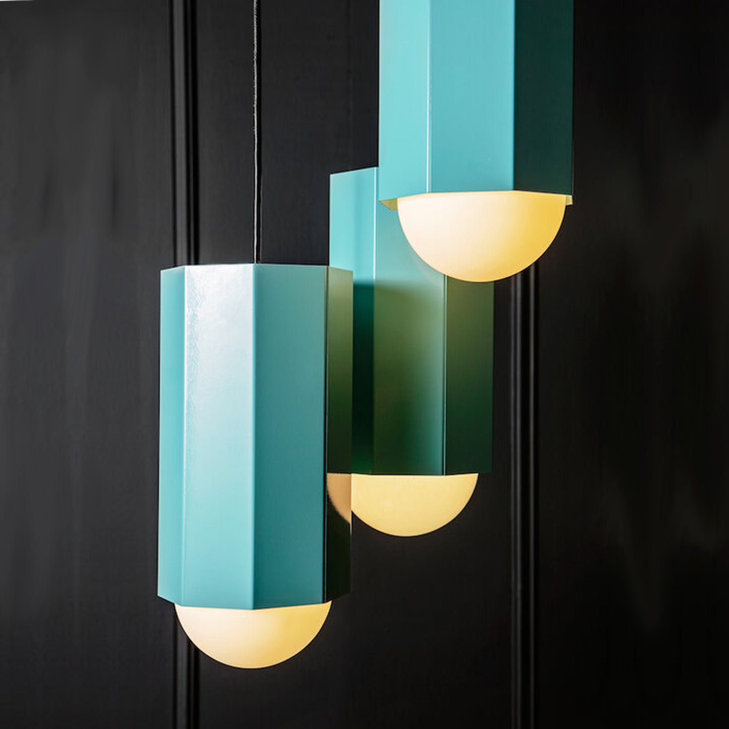 Blue 3 Piece Hex Chandelier