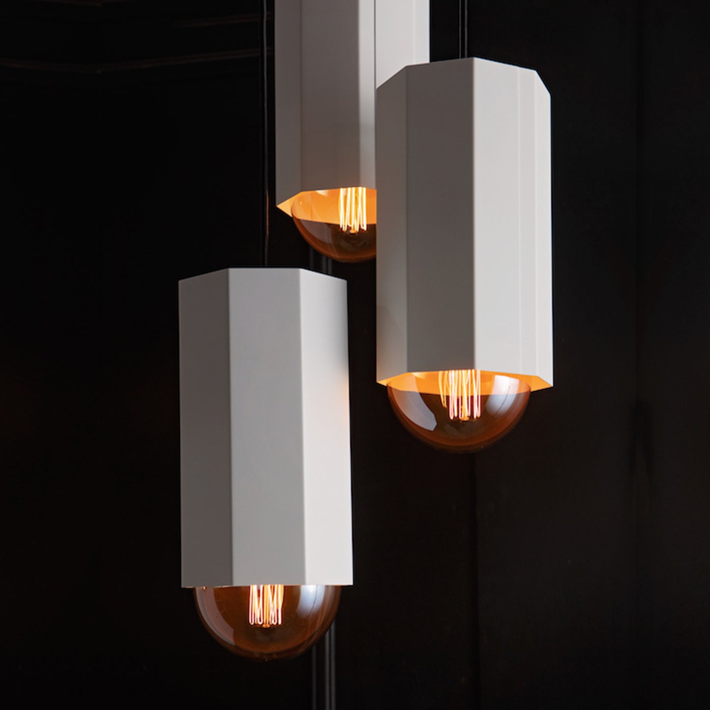 White 3 Peice Hex Chandelier