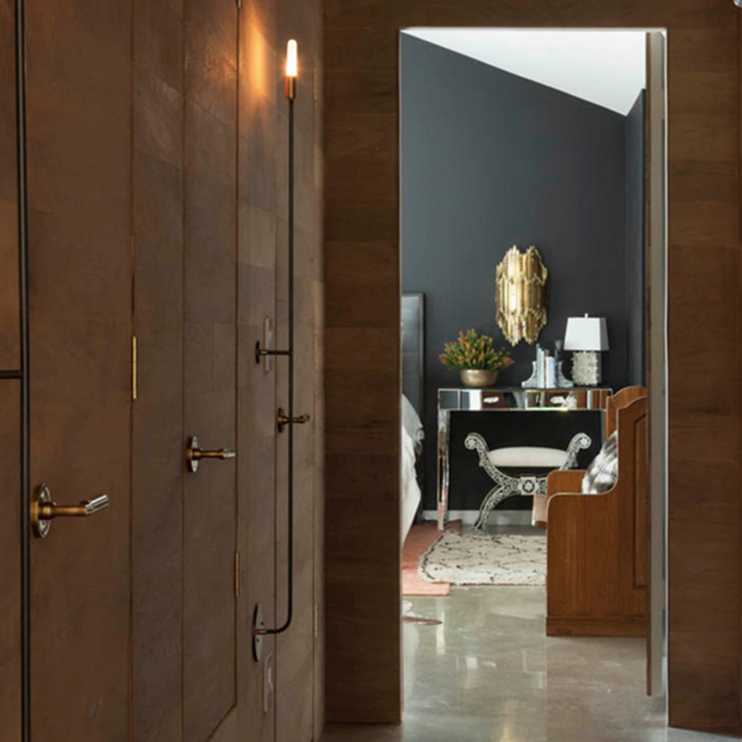 Black Stick Sconce Hardwire
